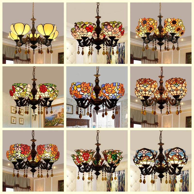 Jlt1102 Tiffany Pendant Lamp Stained Five Glass Pendant Floral Pendant Lamp