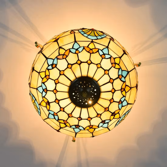 Tiffany mosaico luces colgantes vidrieras flor lámpara Hanglamp escalera lámpara (WH