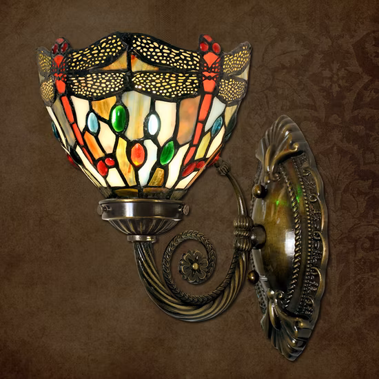 Lámpara de pared decorativa Tiffany para mayorista con vidrieras